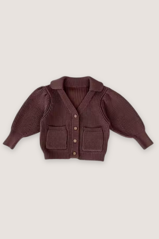 (PREORDER JULY) 100% Cotton Collared Knit Sweater Cardigan - Multiple Colors