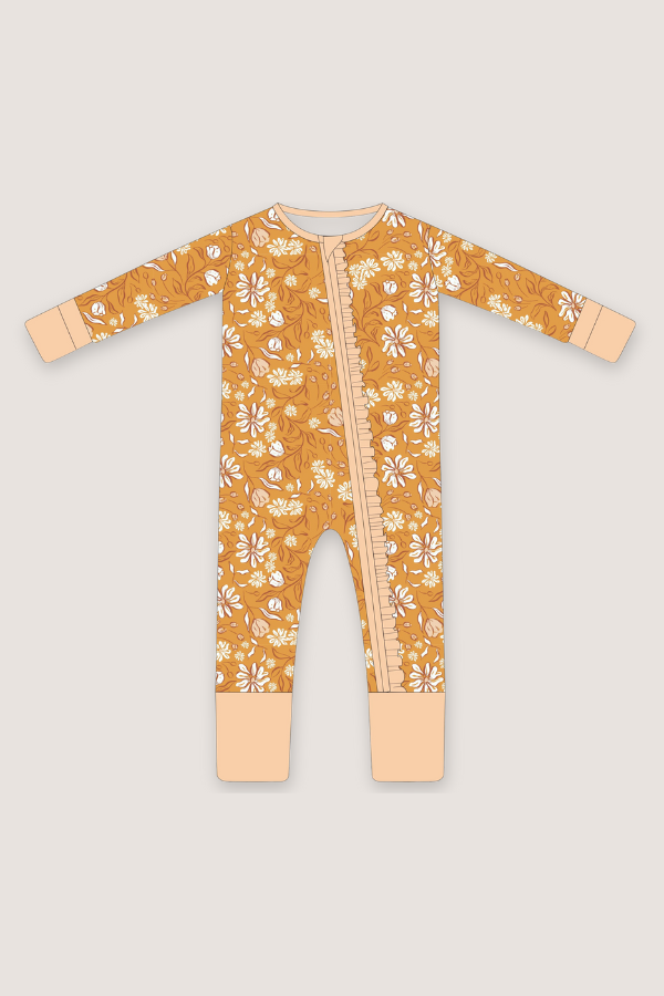 (PREORDER JUNE) Bamboo Ruffle Loungewear | Mustard Daisy
