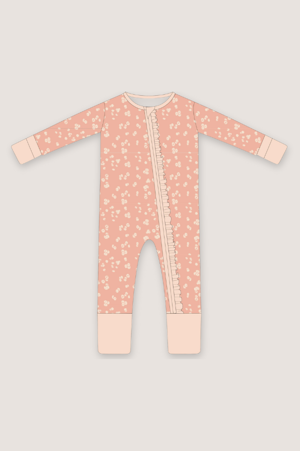 (PREORDER JUNE) Bamboo Ruffle Loungewear | Pink Polka Dot