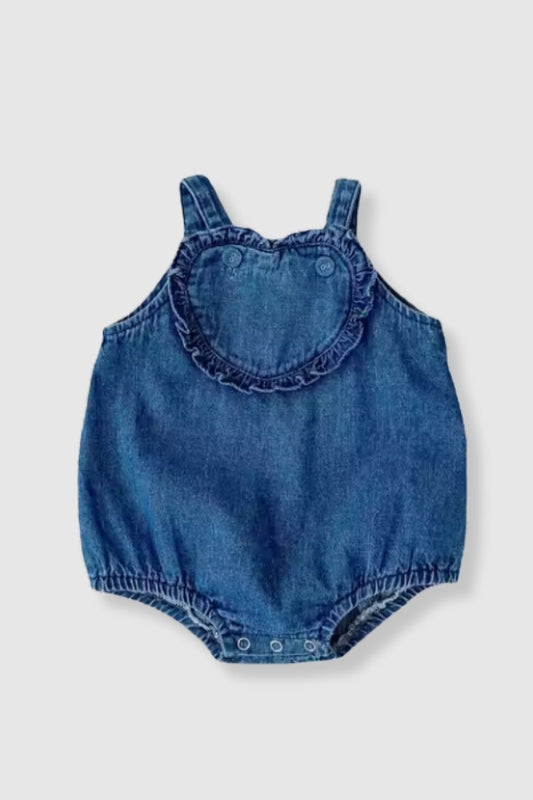 100% Cotton Heart Denim Romper