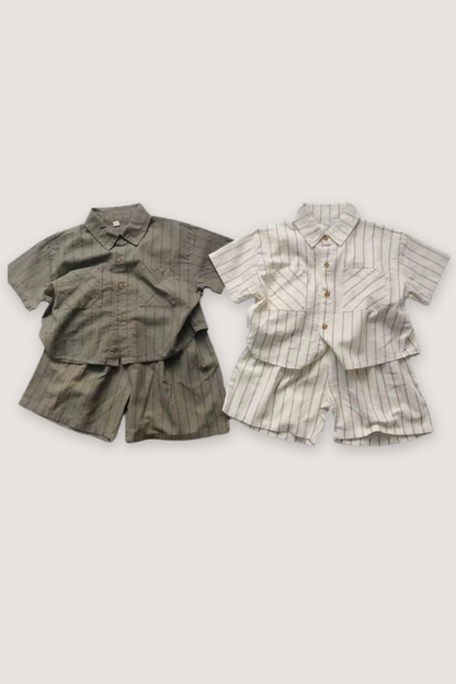 (PREORDER JULY) 100% Cotton Striped Two-Piece Set - Multiple Colors