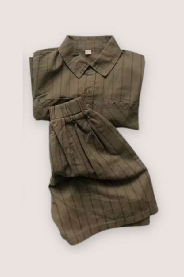 (PREORDER JULY) 100% Cotton Striped Two-Piece Set - Multiple Colors