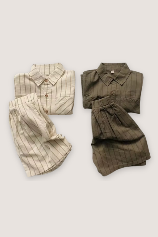 (PREORDER JULY) 100% Cotton Striped Two-Piece Set - Multiple Colors