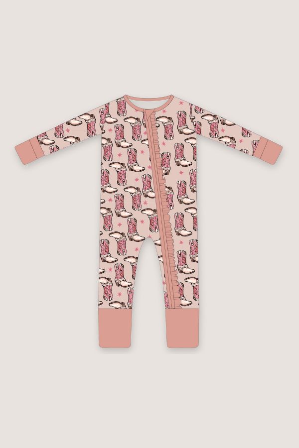 (PREORDER JUNE) Bamboo Ruffle Loungewear | Cowgirl Boots