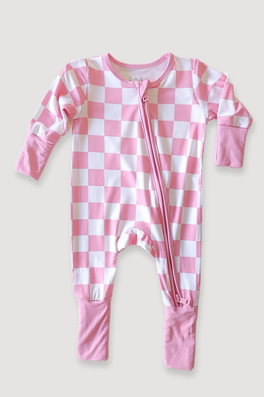 Convertible Two-Way Zipper One Piece |  Pink Checker
