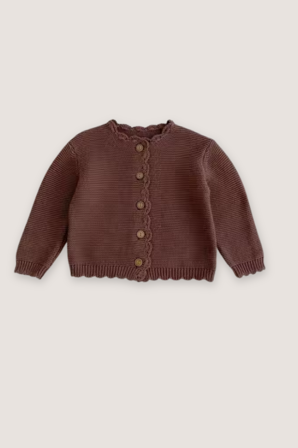 (PREORDER JULY) 100% Cotton Scalloped Knit Sweater Cardigan - Multiple Colors