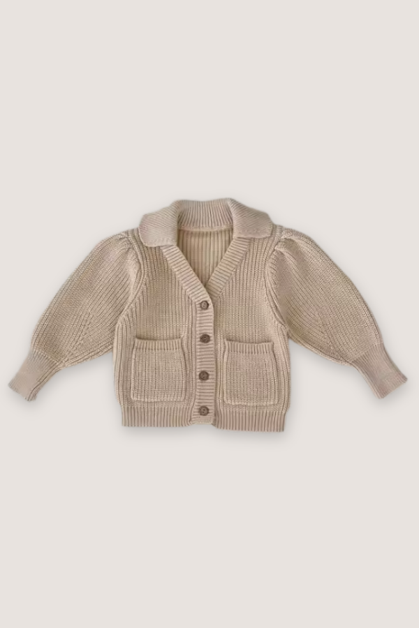 (PREORDER JULY) 100% Cotton Collared Knit Sweater Cardigan - Multiple Colors
