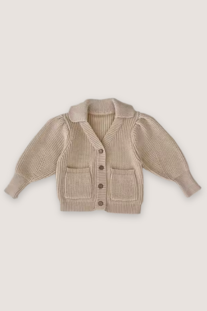 (PREORDER JULY) 100% Cotton Collared Knit Sweater Cardigan - Multiple Colors