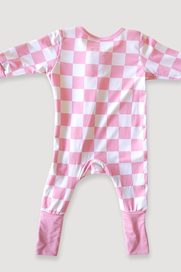 Convertible Two-Way Zipper One Piece |  Pink Checker
