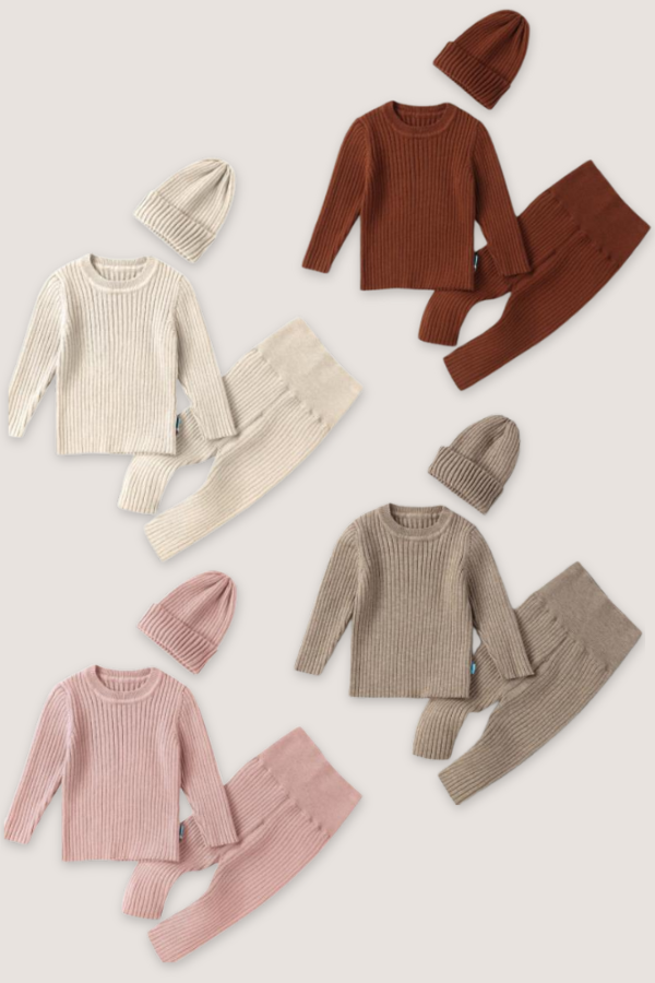 (PREORDER SEPTEMBER) Knit Joggers Beanie Set - Multiple Colors