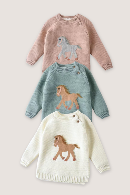 (PREORDER SEPTEMBER) Sherpa Lined Horse Sweater - Multiple Colors
