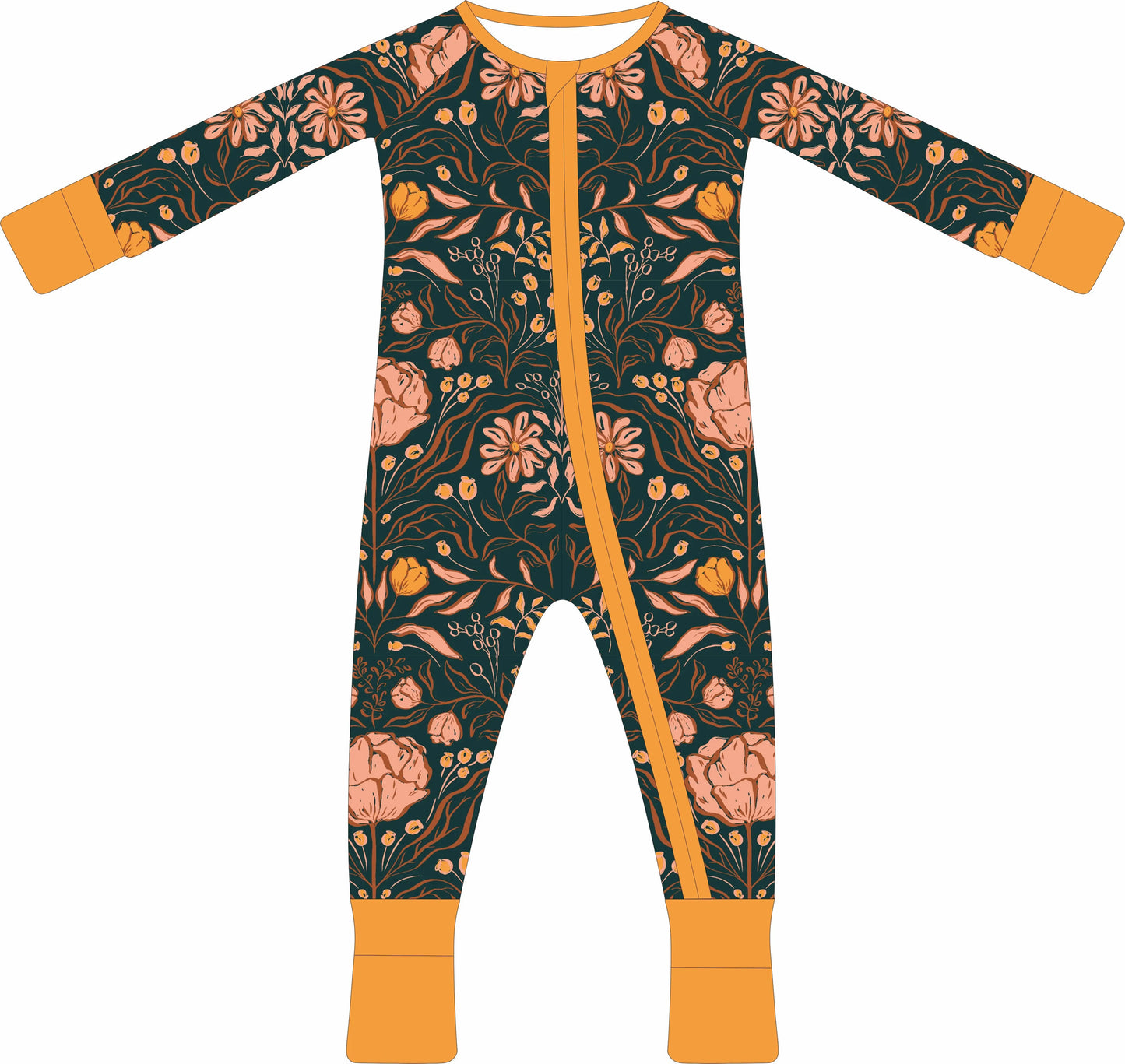 Convertible Two-Way Ruffled Zipper One Piece | Mustard Floral