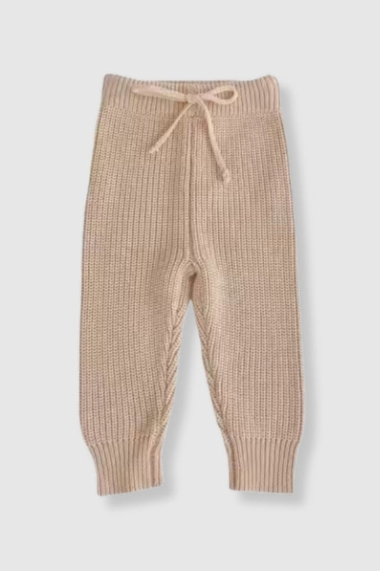 100% Cotton Knit Sweater Bottoms - Cream