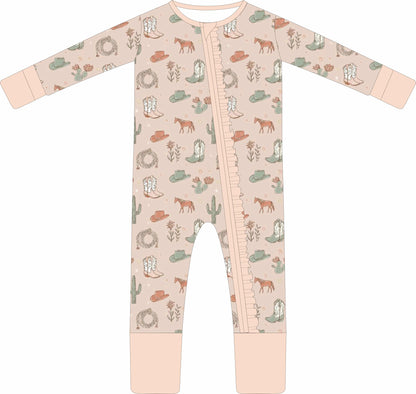 (PREORDER JUNE) Bamboo Ruffle Loungewear | Cactus Cowgirl