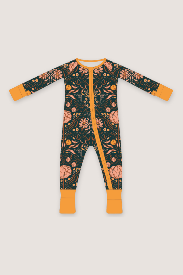 Convertible Two-Way Zipper One Piece | Mustard Floral
