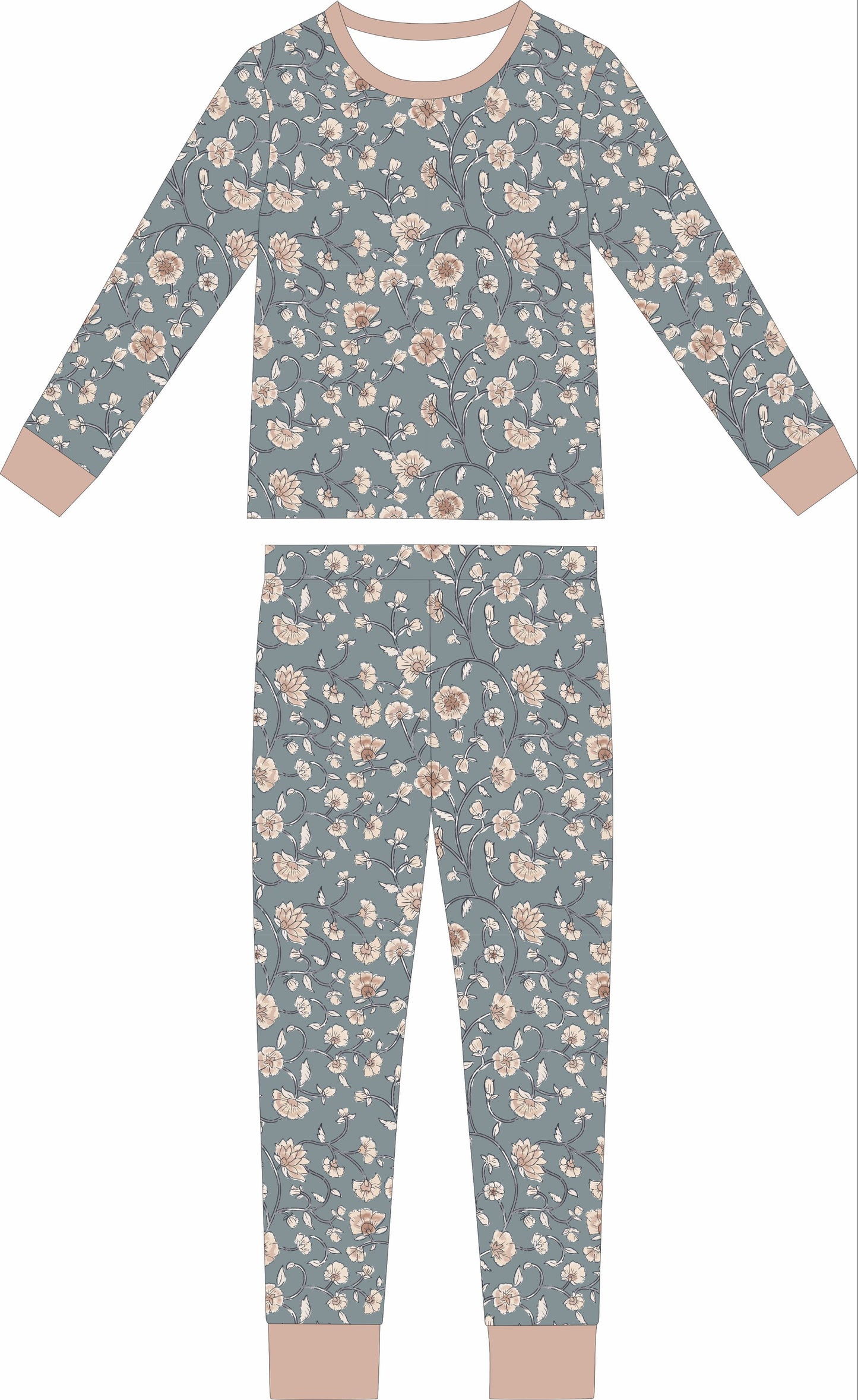 Convertible Two-Way Ruffled Zipper One Piece | Dusty Blue Floral