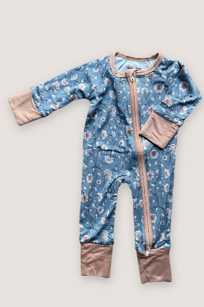 Convertible Two-Way Zipper One Piece | Dusty Blue Floral