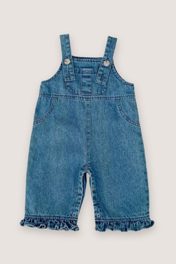 (PREORDER JUNE) 100% Cotton Ruffle Denim Overalls