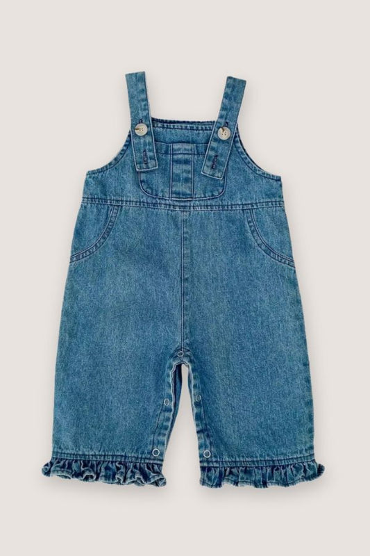 (PREORDER JUNE) 100% Cotton Ruffle Denim Overalls