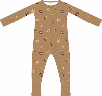 Convertible Two-Way Ruffled Zipper One Piece | Chickens