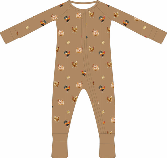 Convertible Two-Way Ruffled Zipper One Piece | Chickens