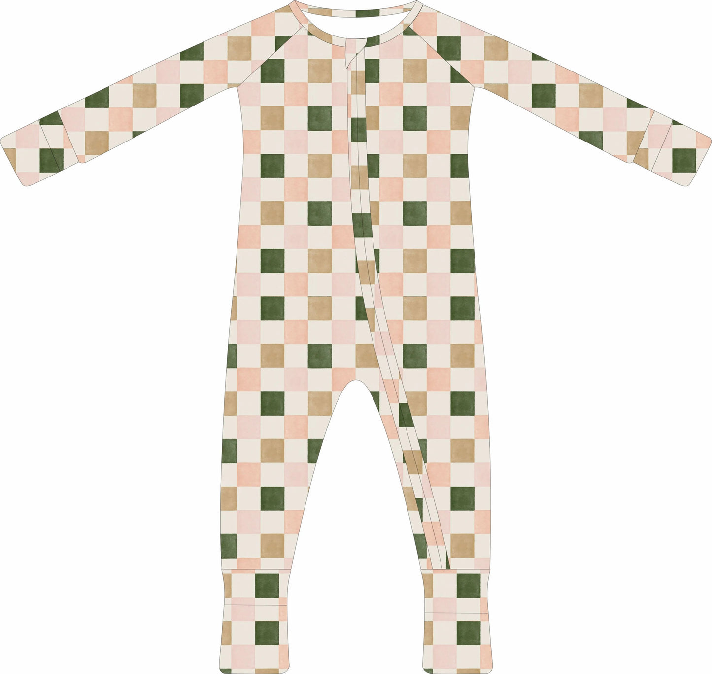 (PREORDER SPRING) Convertible Two-Way Ruffled Zipper One Piece | Pink/Green Check