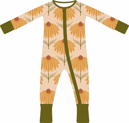 Convertible Two-Way Ruffled Zipper One Piece | Sunflower