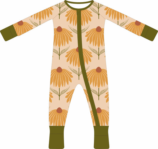 Convertible Two-Way Ruffled Zipper One Piece | Sunflower