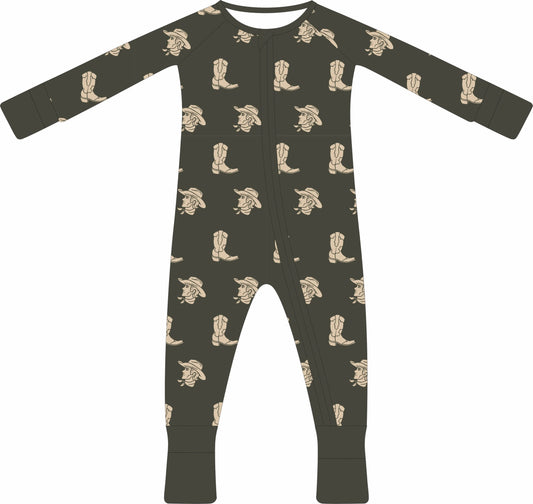 Convertible Two-Way Ruffled Zipper One Piece | Camo Cowboy