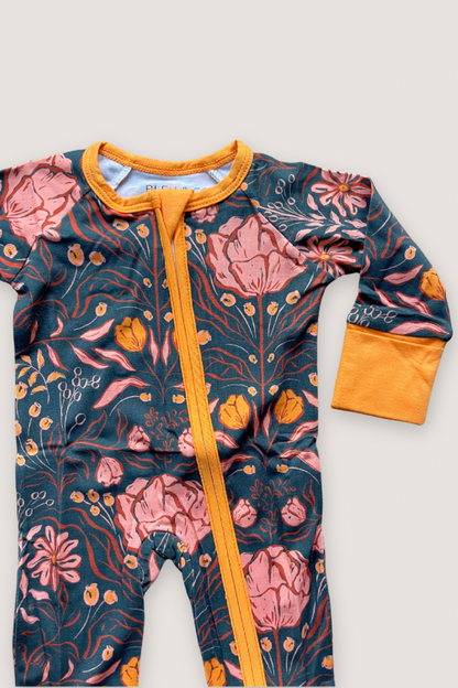 Convertible Two-Way Zipper One Piece | Mustard Floral