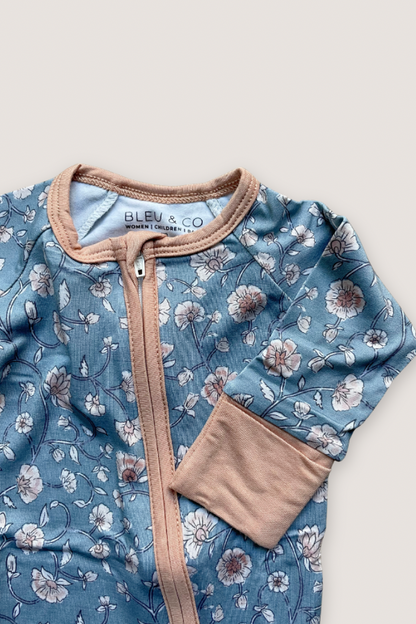 Convertible Two-Way Zipper One Piece | Dusty Blue Floral