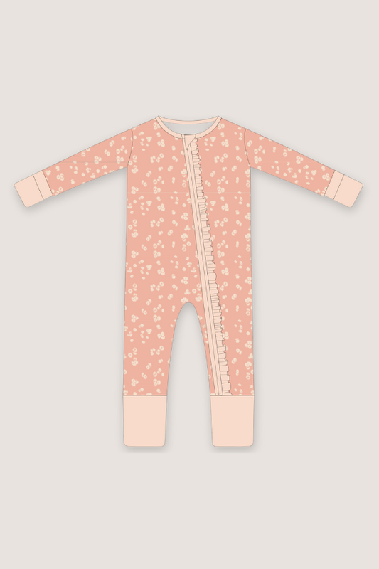 (PREORDER JUNE) Bamboo Ruffle Loungewear | Pink Polka Dot