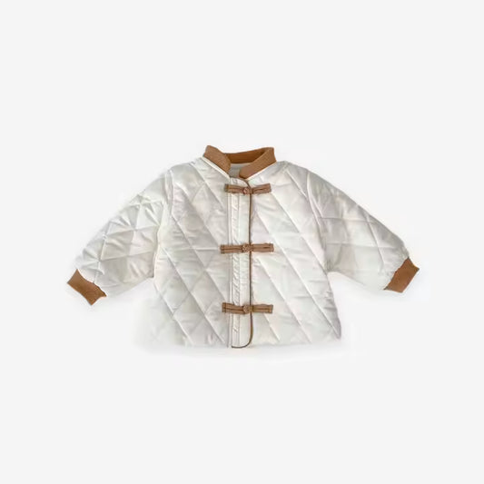 (PREORDER SEPT) Puffer Cream Coat with Khaki Trim